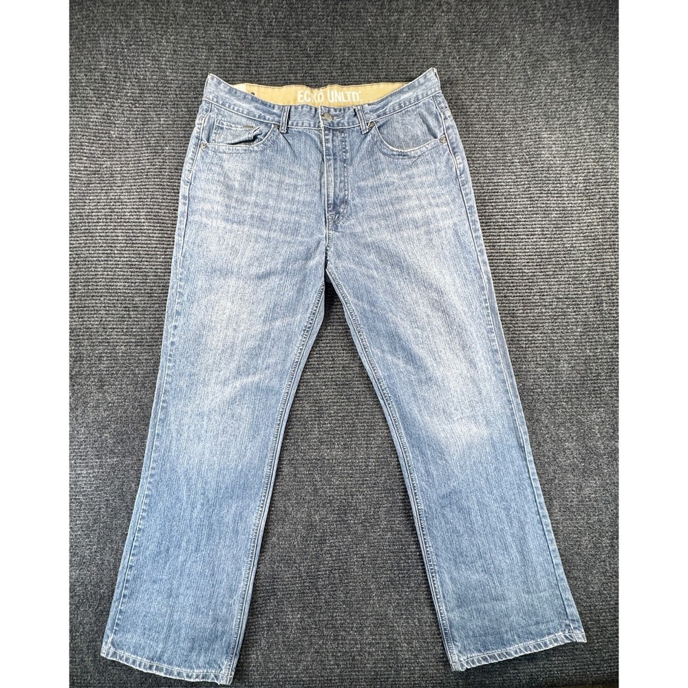 Ecko Unltd Jeans Mens 38 Blue Denim Cotton High Rise Medium Wash Straight Leg